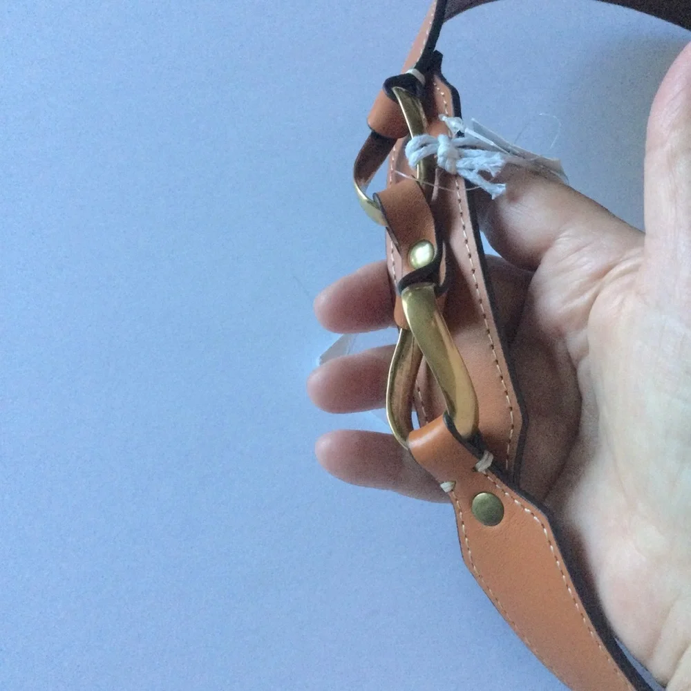 FRAME WOMENS LEATHER DOUBLE TWIST WAIST BELT IN CUOIO SIZE SMALL NWT